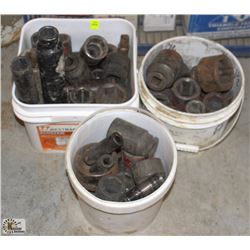 LOT OF 3 PLASTIC PAIL OF ASSORTED SIZE HEAVY