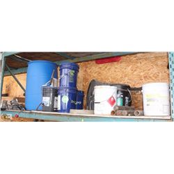 SHELF OF ASSORTED PLASTIC & METAL PAILS