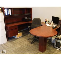 "U" SHAPED DESK W/ HUTCH & CHAIR