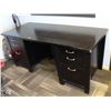 Image 1 : DOUBLE PEDESTAL BLACK WOOD DESK W/ SIDE CABINET