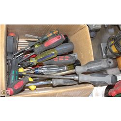 BOX OF ASSORTED SCREWDRIVERS