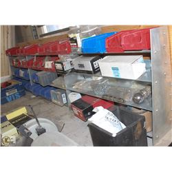 WALL SHELFS FULL WITH ASSORTED NAILS, SCREWS