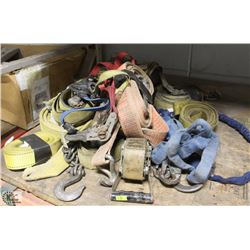 LOT OF ASSORTED RATCHET STRAPS & LANYARD