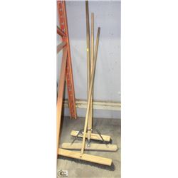 LOT OF 3 SHOP BROOMS