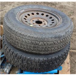 2 ASSORTED TIRES ON RIMS
