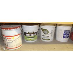 3 PAILS OF ASSORTED ADHESIVES & 1 PAIL OF QUICK
