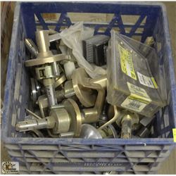 CRATE OF ASSORTED DOOR HANDLES  & SCREWS