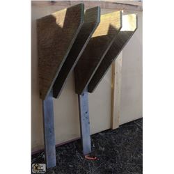 2 WOODEN SHOVEL, RAKE & BROOM HANGERS