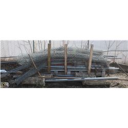 ASSORTED CHAIN LINK FENCE, POSTS & CHAIN