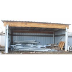STEEL & WOOD BEAM OPEN FRONT LEAN-TO STORAGE