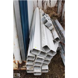 LOT OF 23 PIECES OF WHITE DOWNSPOUT W/ ELBOWS