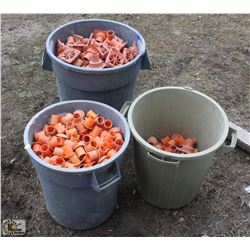 3 BINS OF ASSORTED REBAR CAPS