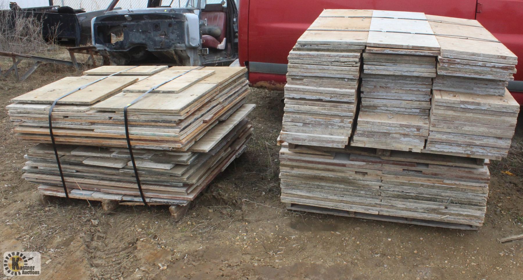 3 STACKS OF ASSORTED CONCRETE FORMWORK PLYWOOD