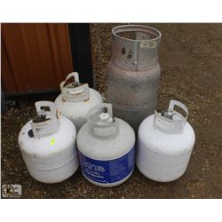 5 ASSORTED PROPANE TANKS