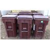 Image 1 : LOT OF 5 BURGUNDY 64 GALLON ROLLING GARBAGE BINS &