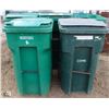 Image 1 : LOT OF 5 BURGUNDY 96 GALLON ROLLING GARBAGE BINS