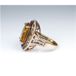 19CAI-48 CITRINE  DIAMOND RING