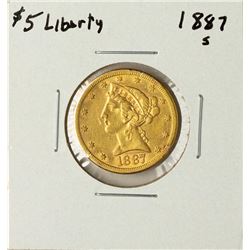1887-S $5 Liberty Head Half Eagle Gold Coin