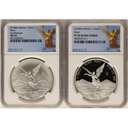 Set of 2018 Mexico 1 Onza Silver Libertad Coins NGC MS70 & PF70 Ultra Cameo