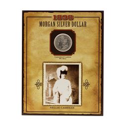 1898 $1 Morgan Silver Dollar Coin with Nellie Cashman Stamp