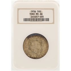 1936 York County, Maine Tercentenary Commemorative Half Dollar Coin NGC MS66