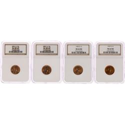 Lot of 1954-D/1955-D/1956-D/1957-D Lincoln Wheat Cent Coins NGC MS65RD/MS66RD