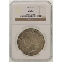 1923 $1 Peace Silver Dollar Coin NGC MS64