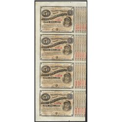 Uncut Sheet of (4) State of Louisiana Baby Bond Obsolete Notes
