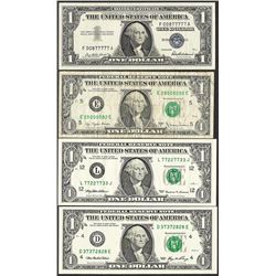 Lot of (4) Fancy Serial Number Notes