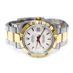 Rolex Mens Datejust Turn-O-Graph 18KT Rose Gold & Steel 36mm White Dial Watch