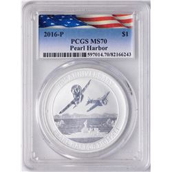2016-P Tuvalu $1 Pearl Harbor Silver Coin PCGS MS70