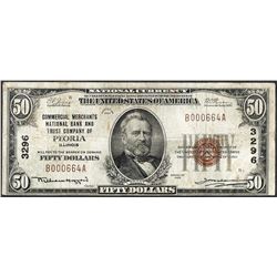 1929 $50 Peoria, Illinois CH# 3296 National Currency Note Low Serial Number