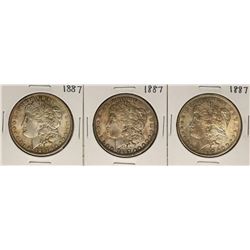 Lot of (3) 1887 $1 Morgan Silver Dollar Coins