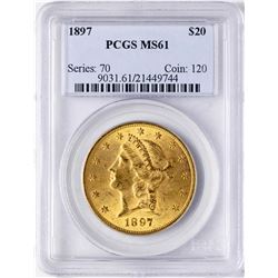 1897 $20 Liberty Head Double Eagle Gold Coin PCGS MS61