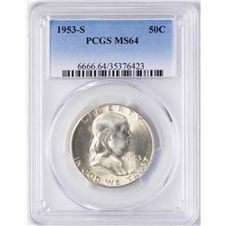 1953-S Franklin Half Dollar Coin PCGS MS64