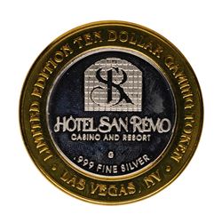 .999 Fine Silver Hotel San Remo Las Vegas, Nevada $10 Limited Edition Gaming Tok