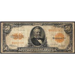 1922 $50 Gold Certificate Note