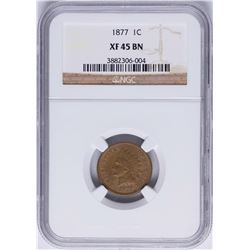 1877 Indian Head Cent Coin NGC XF45 BN