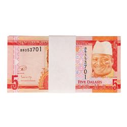 Pack of (100) Uncirculated 2015 Central Bank of Gambia 5 Dalasis Bank Notes