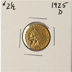 1925-D $2 1/2 Indian Head Quarter Eagle Gold Coin