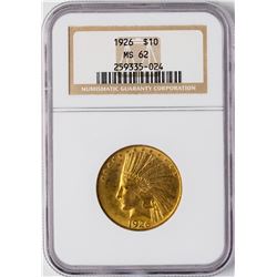 1926 $10 Indian Head Eagle Gold Coin NGC MS62
