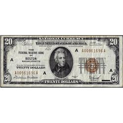 1929 $20 Federal Reserve Note Boston