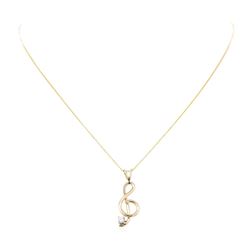 14KT Yellow Gold 0.20 ctw Diamond Treble Clef Pendant and Chain