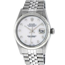 Rolex Men's Stainless Mother Of Pearl Diamond 36MM Datejust Wristwatch