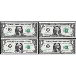 Lot of (4) Consecutive 1963B $1 Federal Reserve Barr STAR Notes