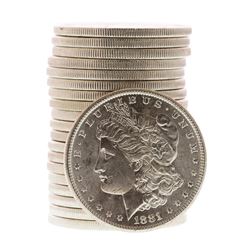 Roll of (20) Brilliant Uncirculated 1881-S $1 Morgan Silver Dollar Coins