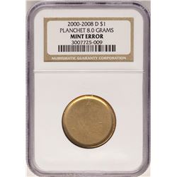 2000-15 $1 Blank Planchet Sacagawea Dollar Coin NGC Mint Error