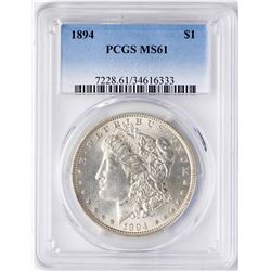 1894 $1 Morgan Silver Dollar Coin PCGS MS61