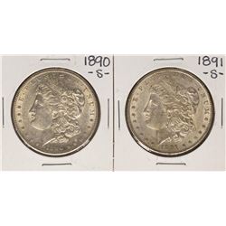 Lot of 1890-S & 1891-S $1 Morgan Silver Dollar Coins