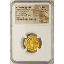 AD 602-610 Phocas Byzantine Empire Solidus Ancient Gold Coin NGC AU